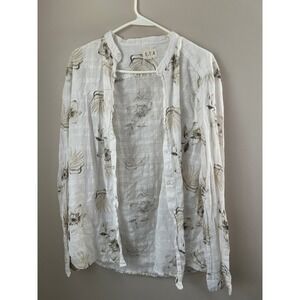 ETA Mens Button Up Shirt Floral Print 100% Cotton Size‎ M Resort Beach Boho Lux